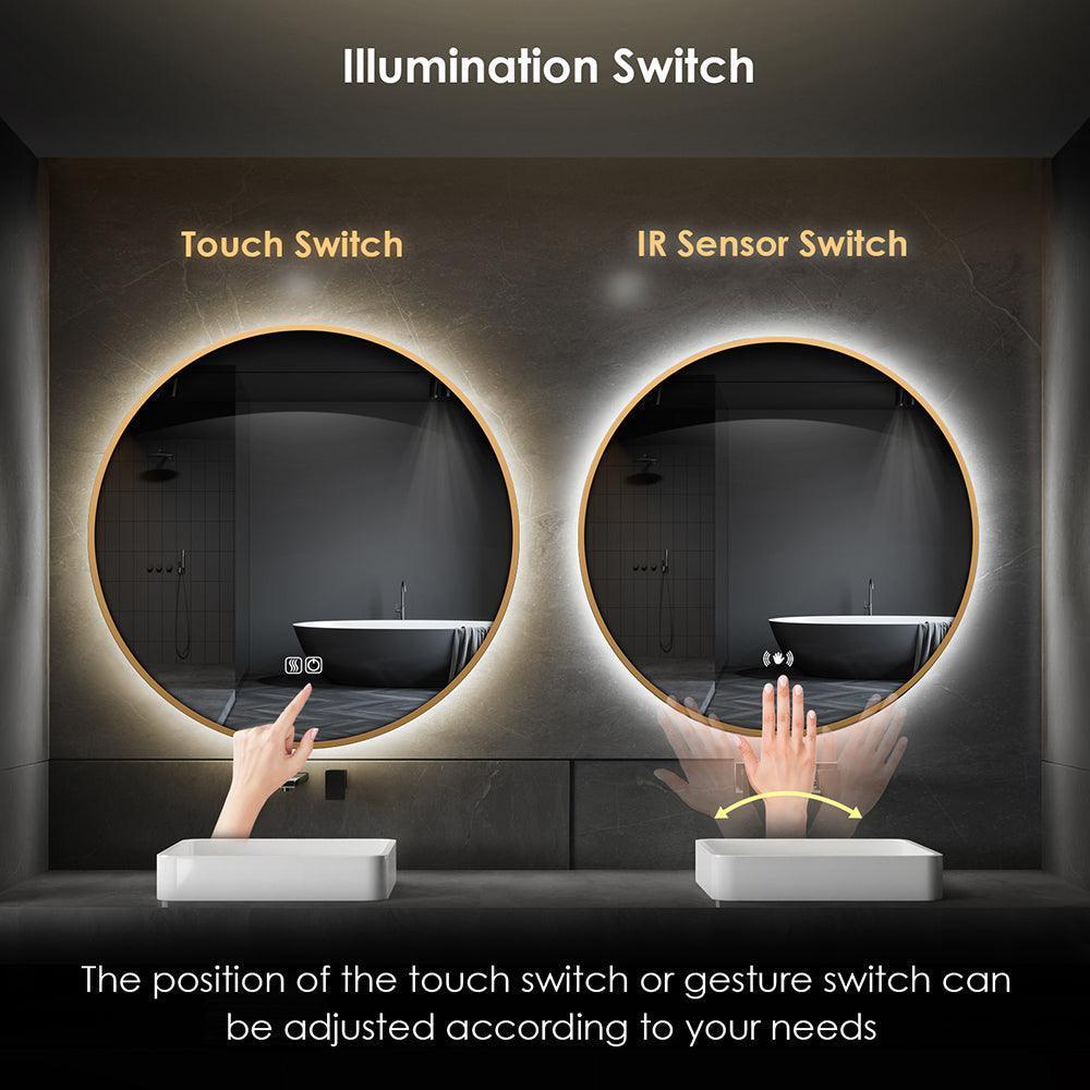 TALLDESI Round Custom LED Mirror with Frame