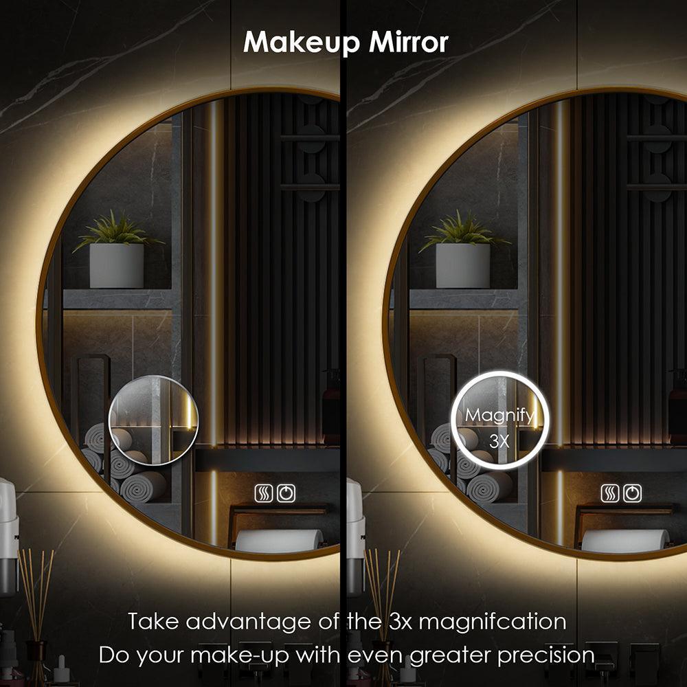 TALLDESI Round Custom LED Mirror with Frame