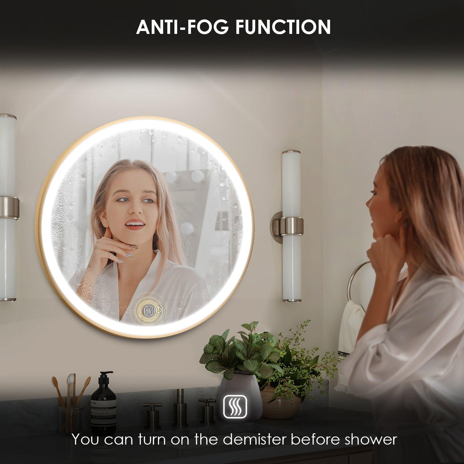 TALLDESI Custom Half Round LED Lighted Bathroom Mirror