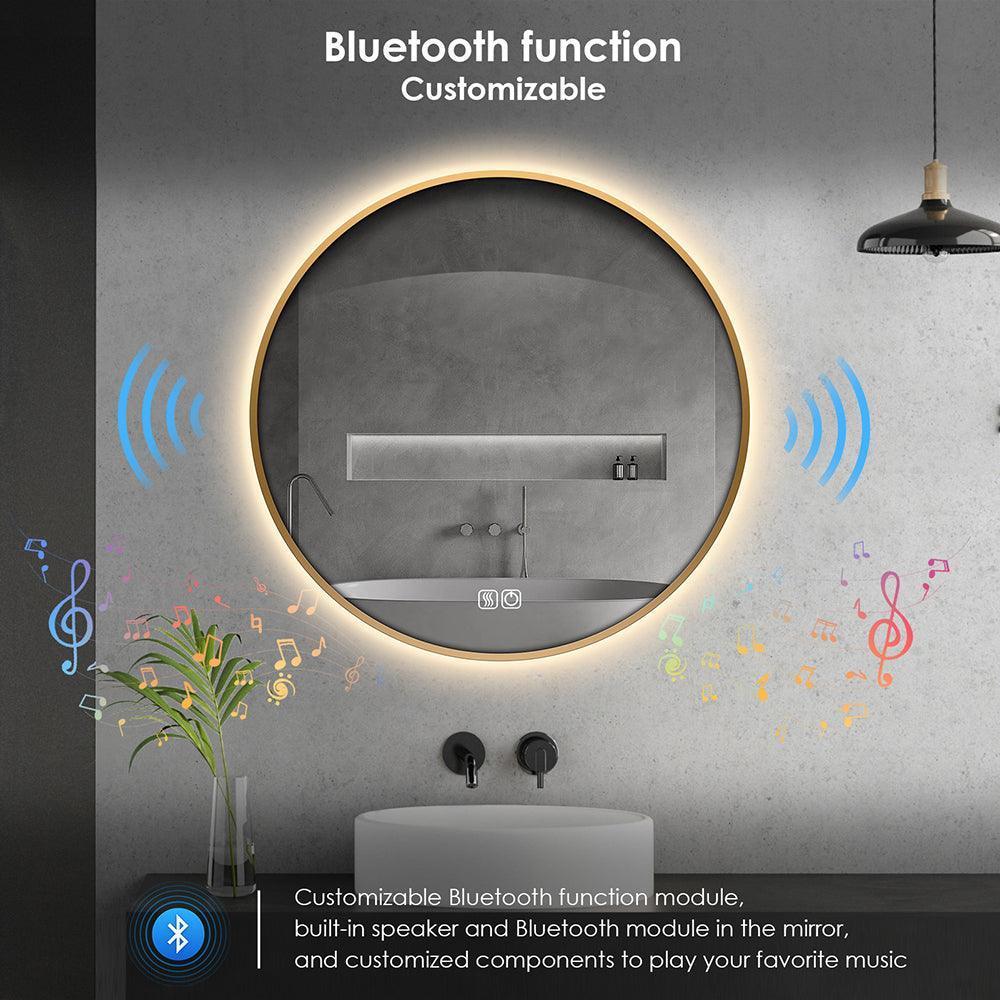 TALLDESI Round Custom LED Mirror with Frame