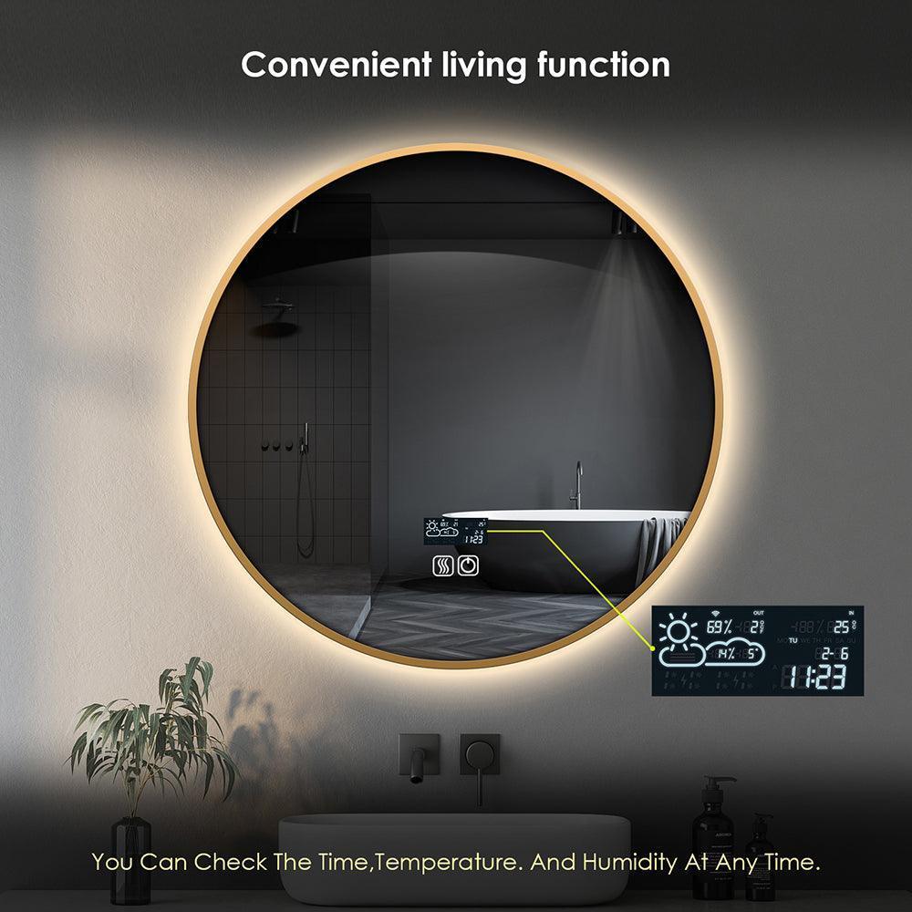 TALLDESI Round Custom LED Mirror with Frame