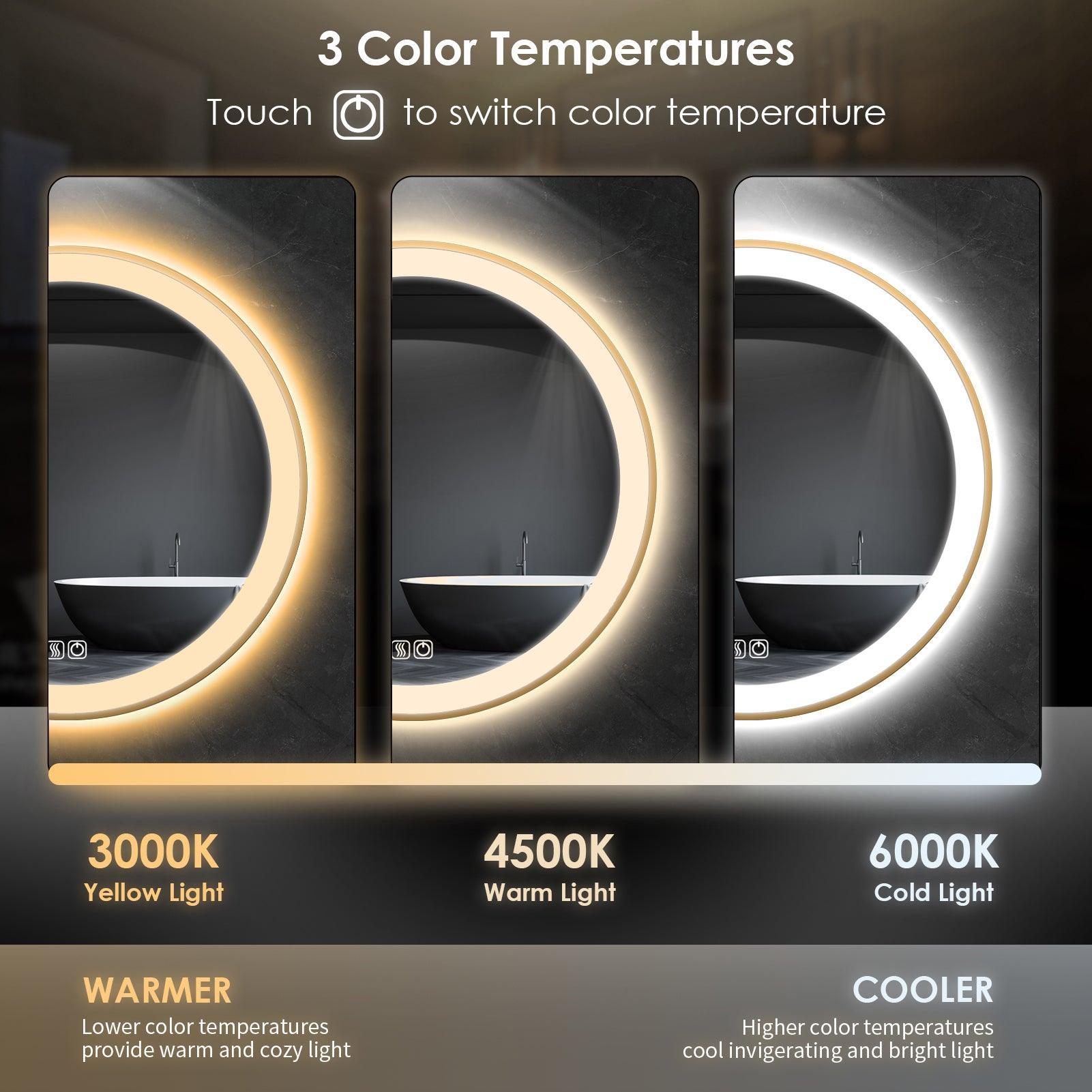 TALLDESI Custom Half Round LED Lighted Bathroom Mirror