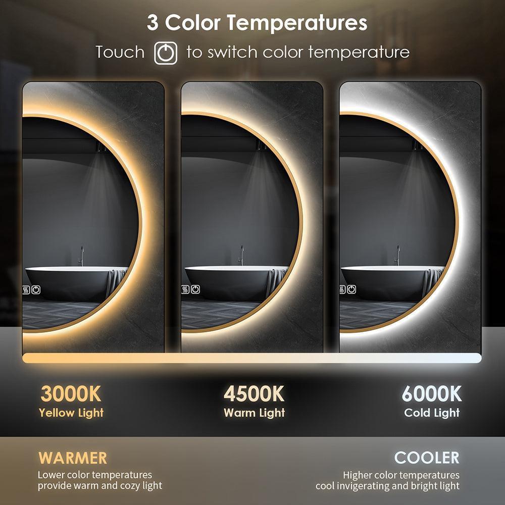 TALLDESI Round Custom LED Mirror with Frame