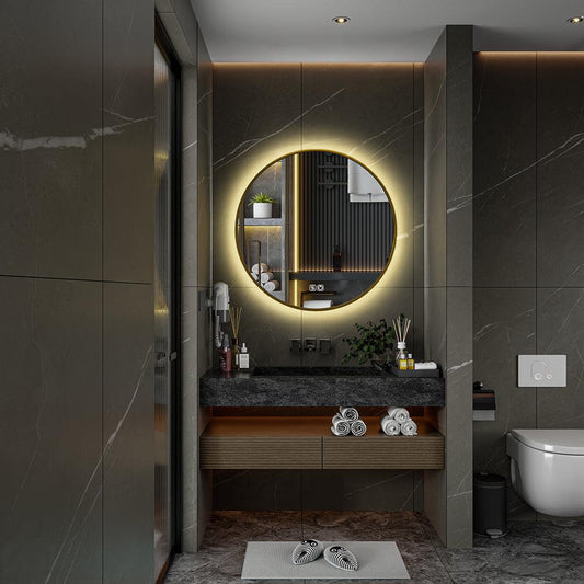 TALLDESI Round Custom LED Mirror with Frame
