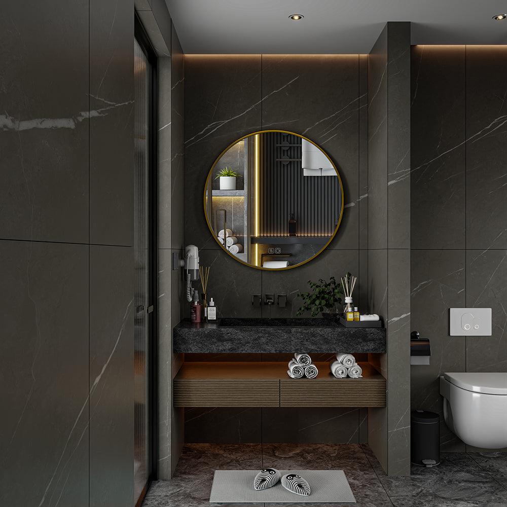 TALLDESI Round Custom LED Mirror with Frame