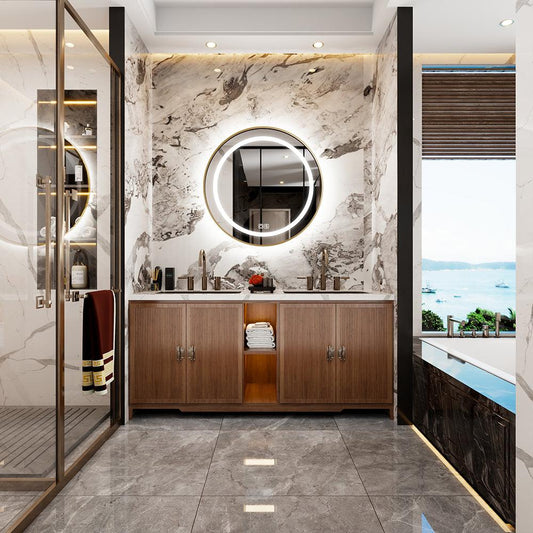 TALLDESI Custom Round LED Mirror with Frame