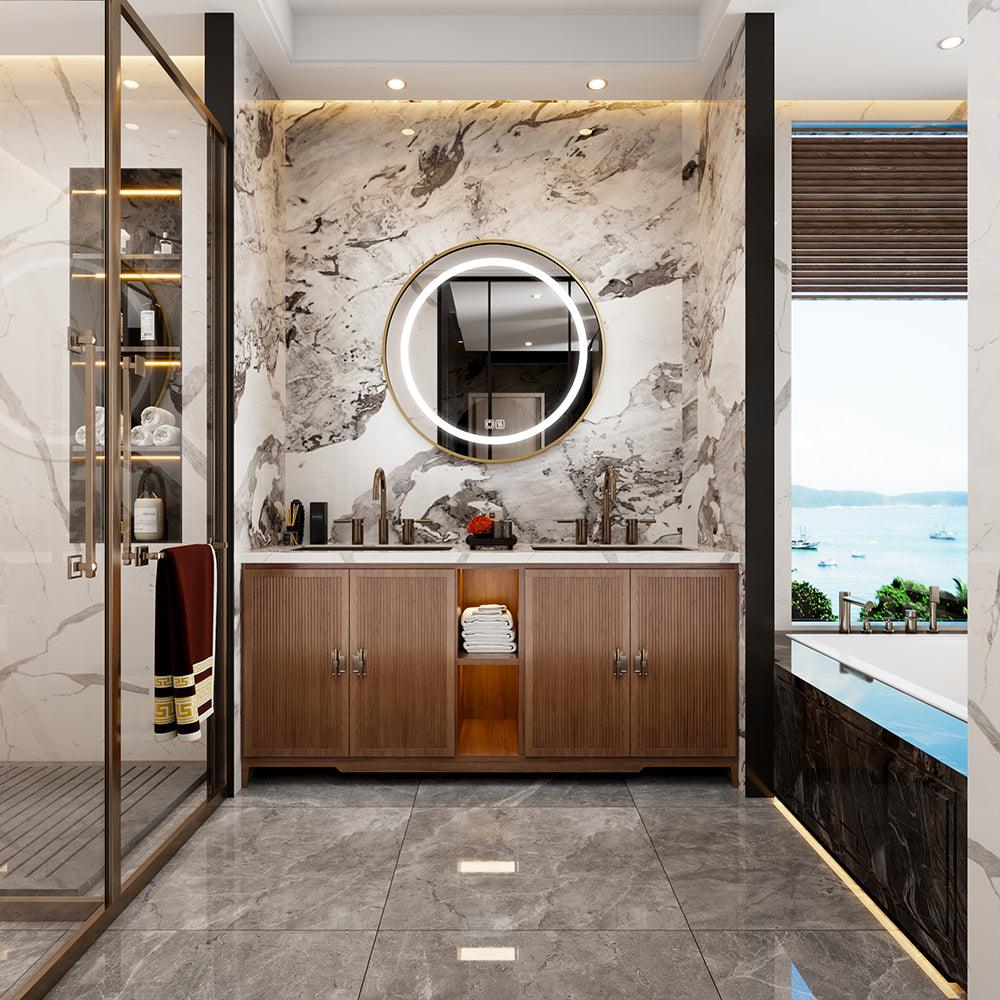 TALLDESI Custom Round LED Mirror with Frame