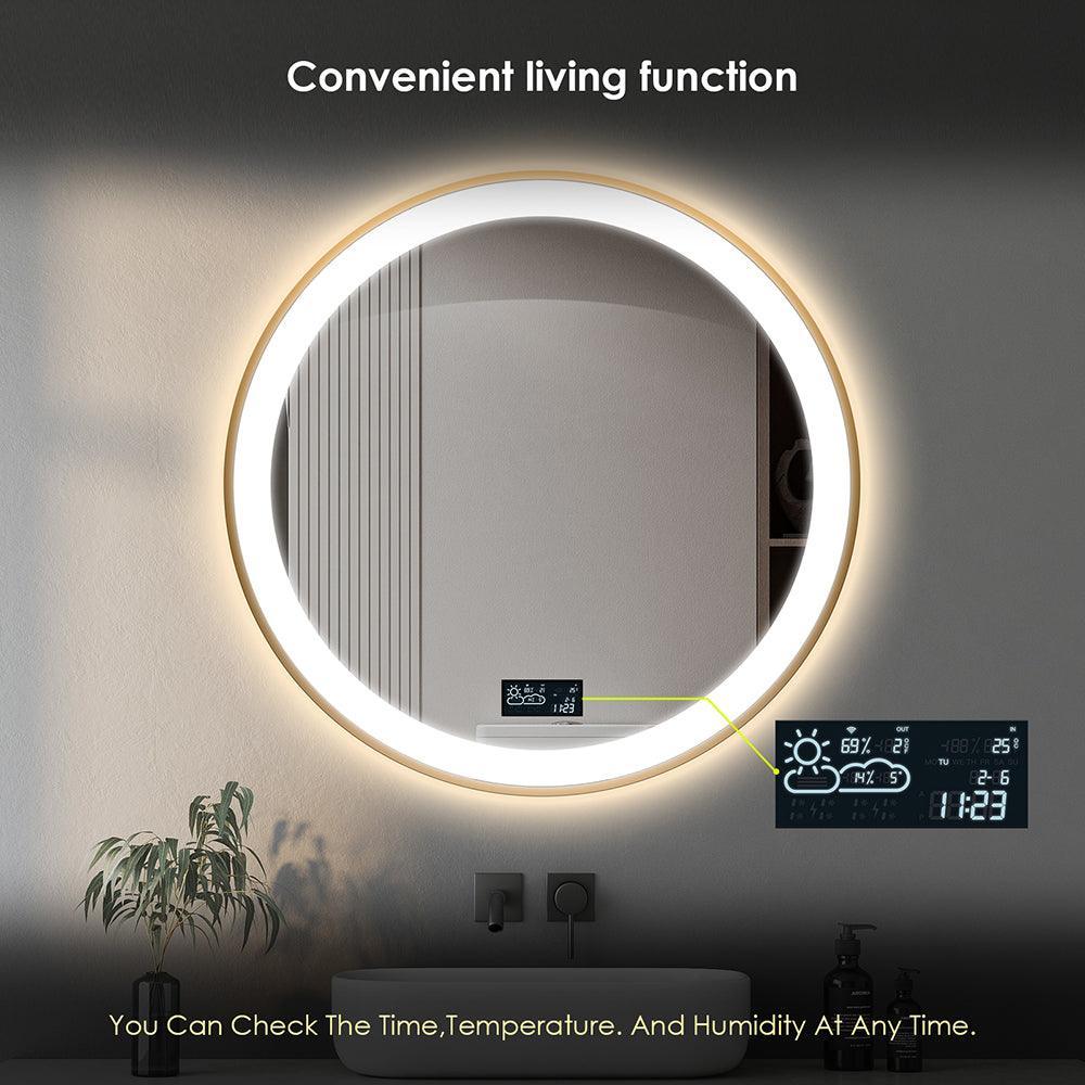 TALLDESI Custom Round LED Lighted Bathroom Mirror