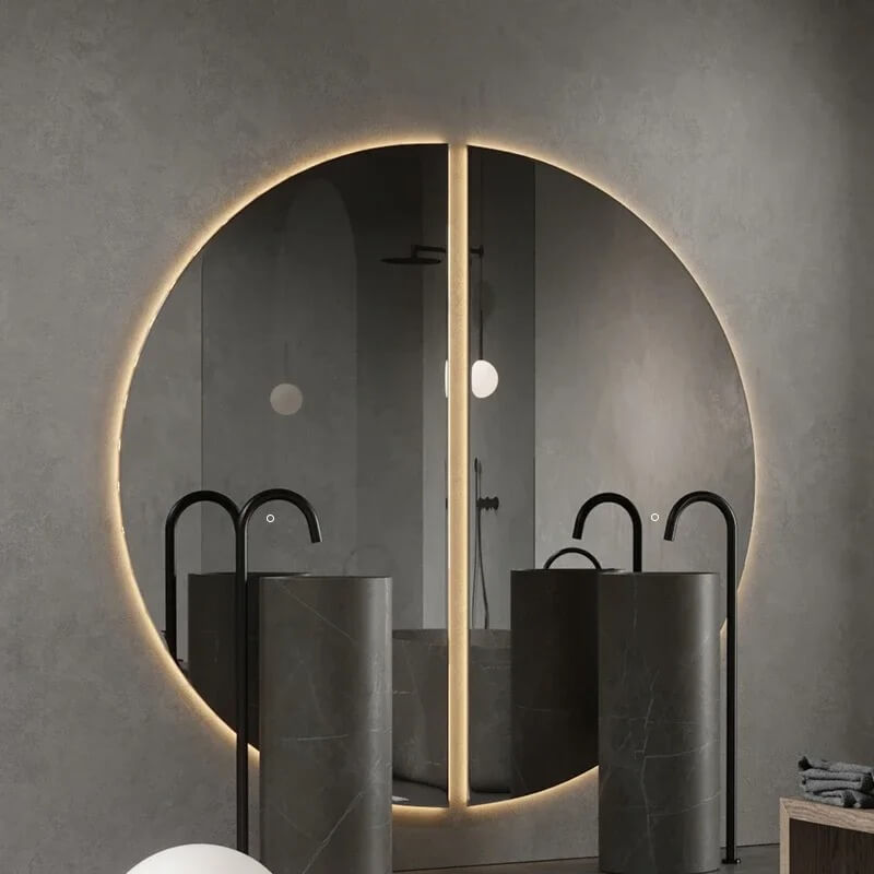 TALLDESI Custom Half Round LED Lighted Bathroom Mirror