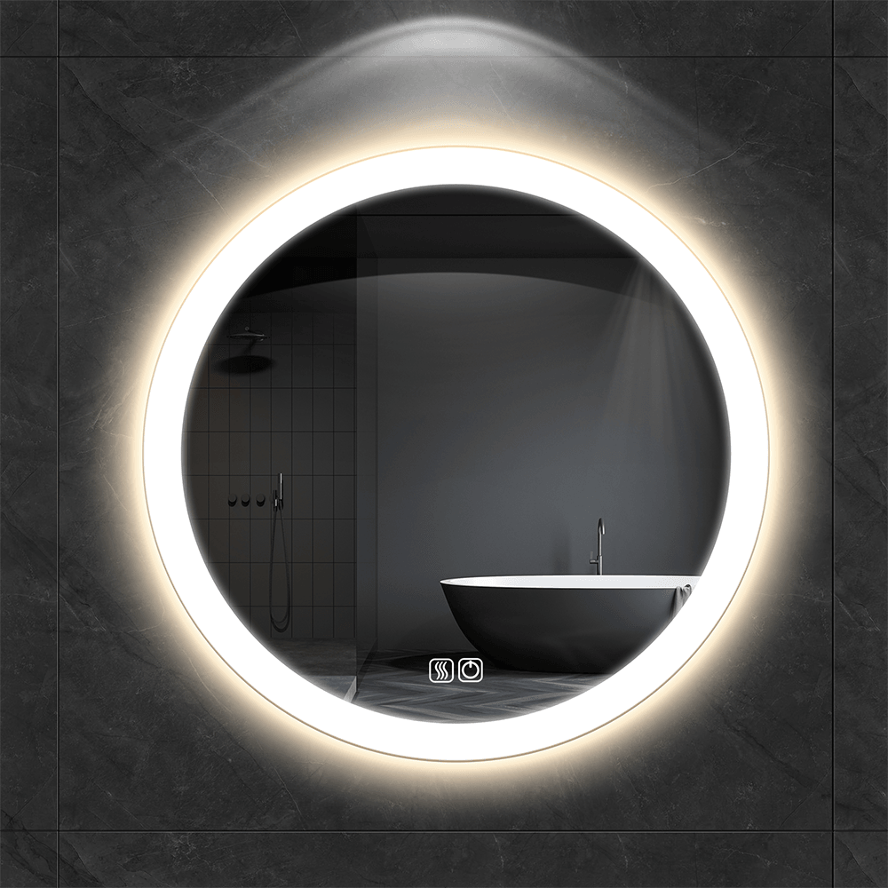 TALLDESI Custom Round LED Lighted Bathroom Mirror